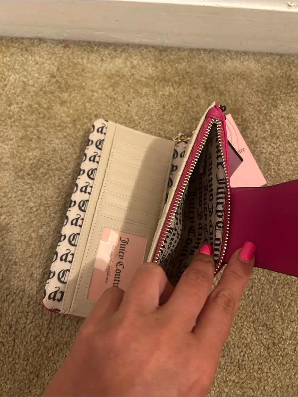 Juicy Couture Fuchsia Logo Wallet with Gold Charm